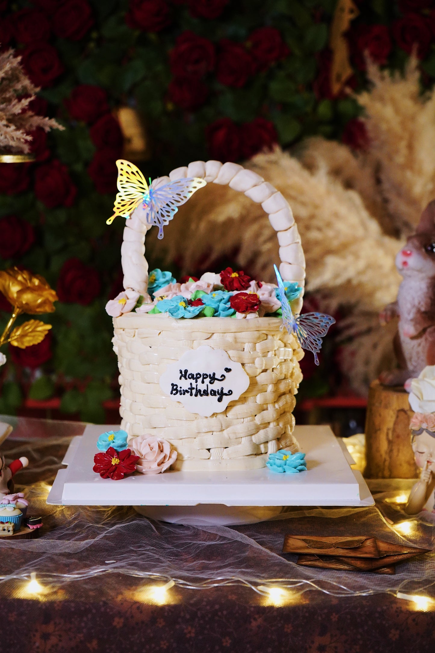 Floral Basketweave Cake