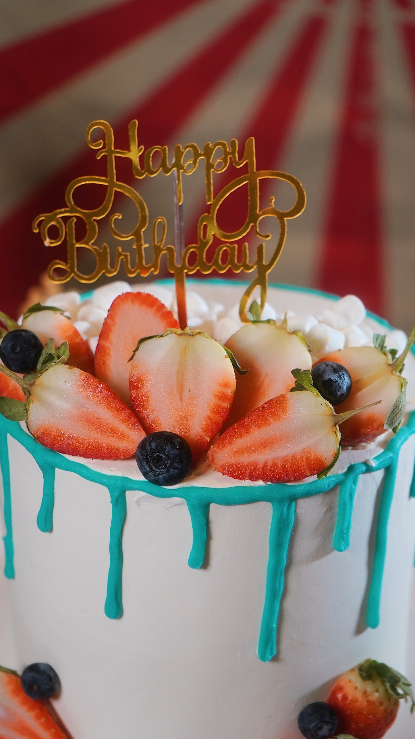 Berries Blue Drip Marble Money Pulling Cake