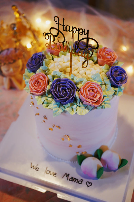 Sweet Pastel Floral Longevity Money Pulling Cake