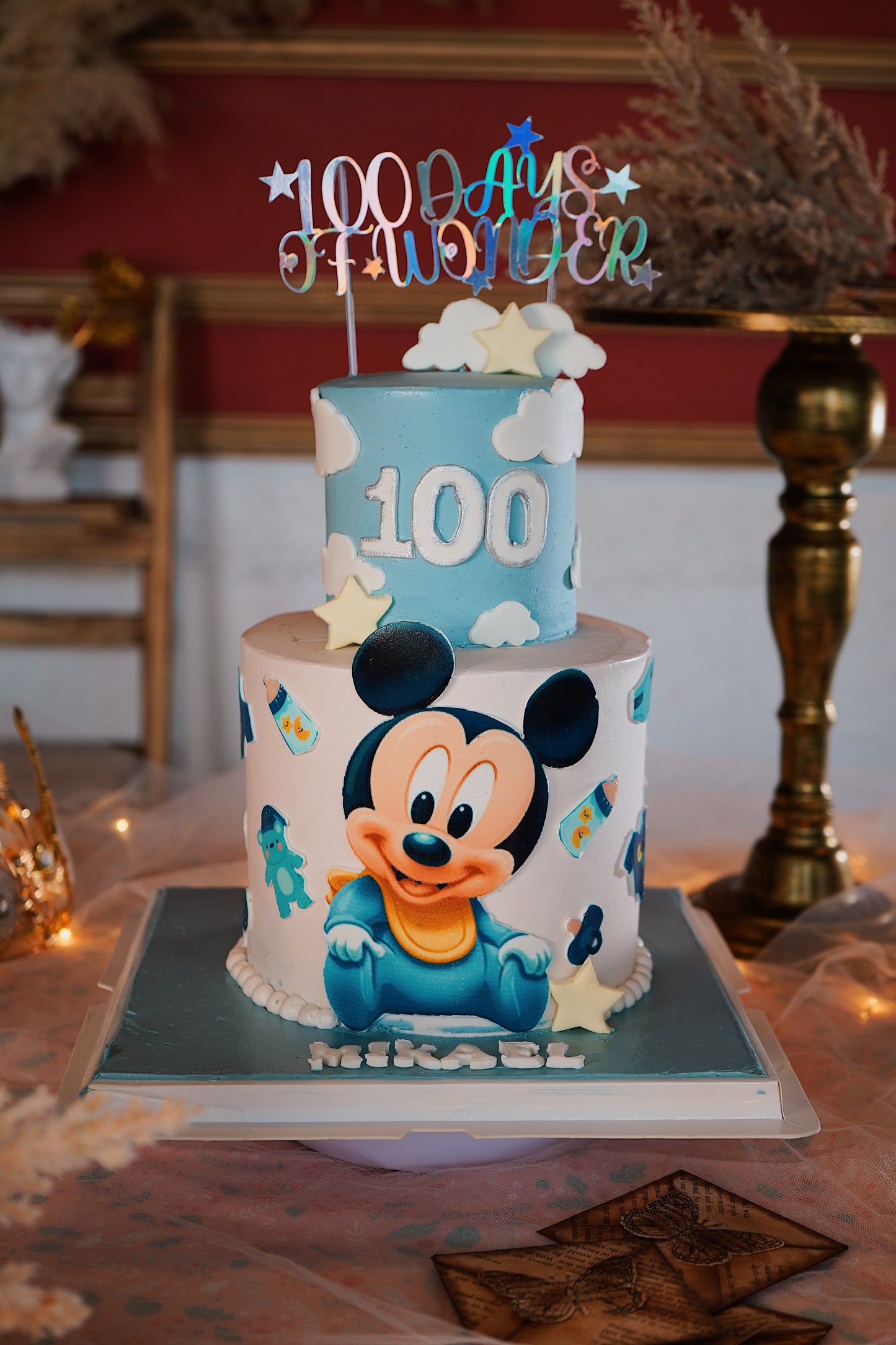 Baby Mickey Mouse Two Tier Cake