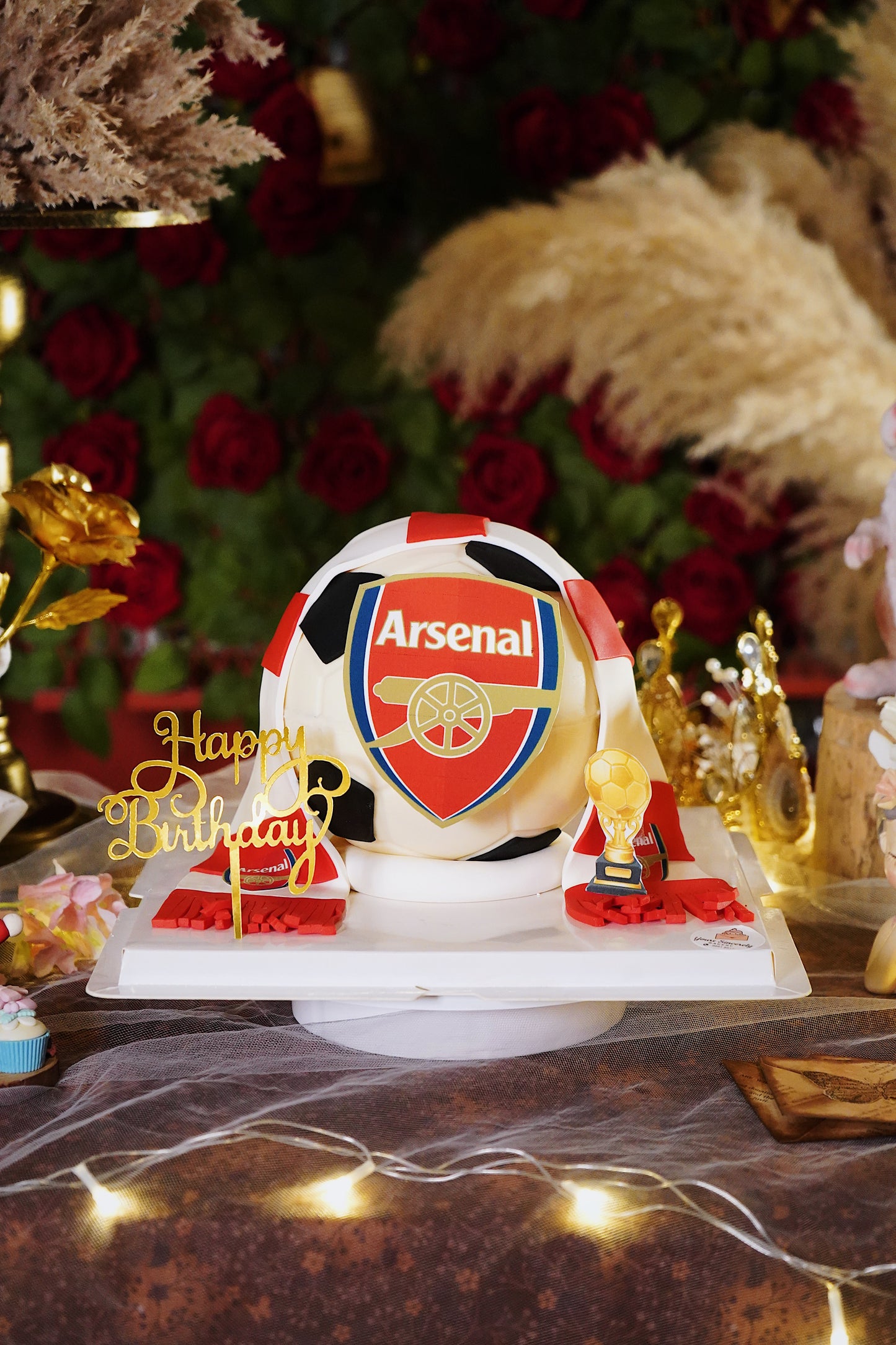 Arsenal Soccer Ball Pinata Surprise Cake