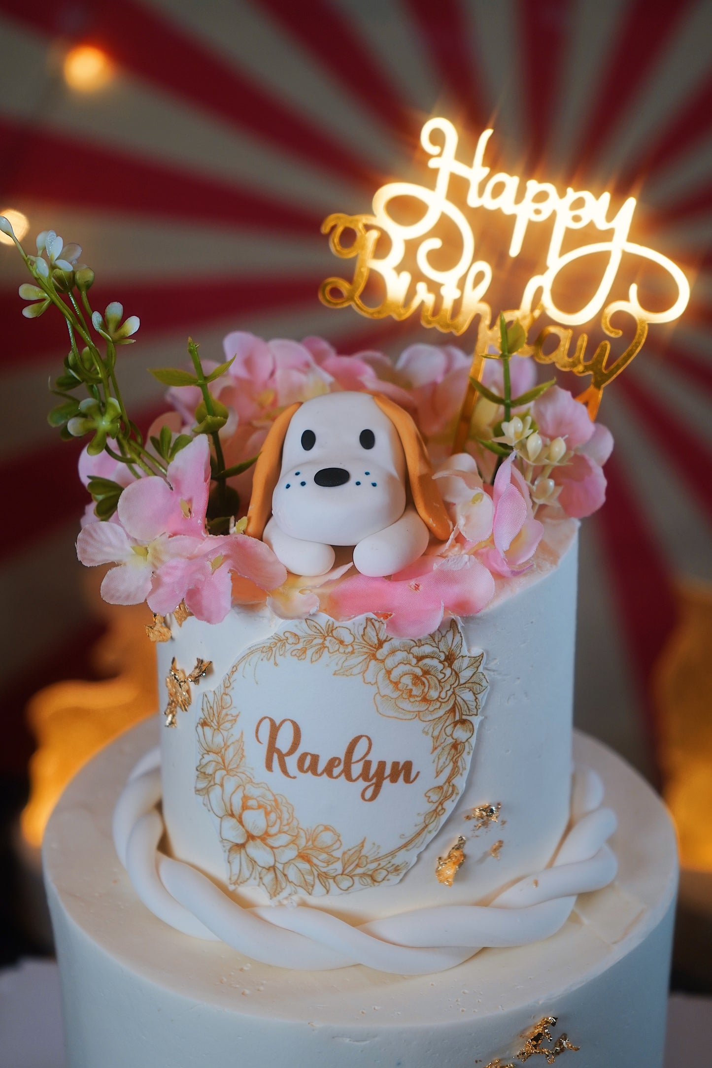 Floral Dog Two Tier Cake