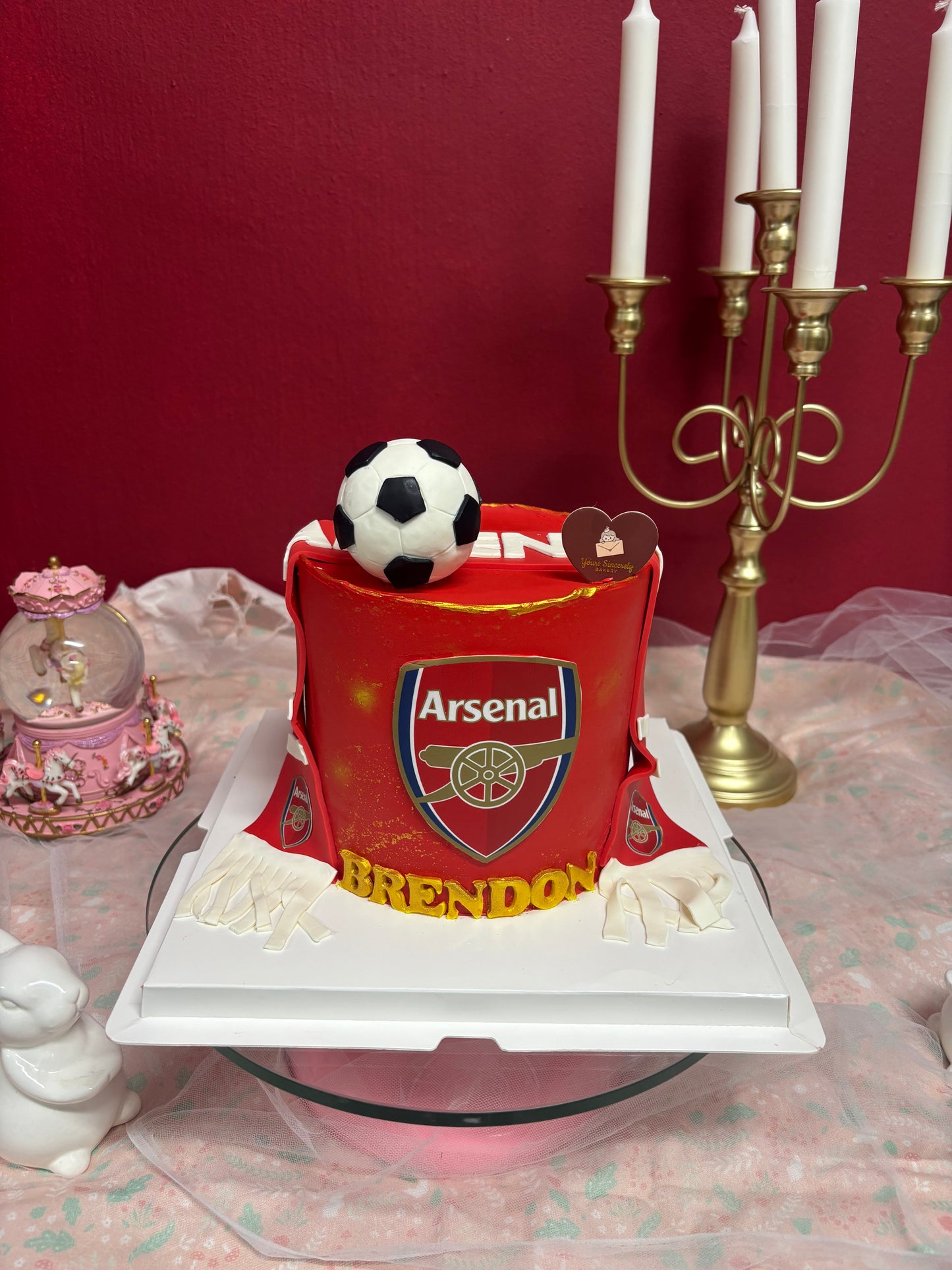 Arsenal Soccer Ball Themed Cake