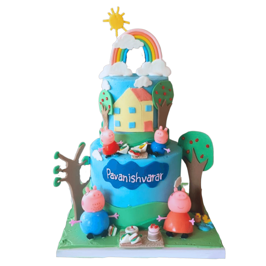 Peppa Pig Family Two Tier Cake Yours Sincerely Bakery peppa-pig-family-two-tier-cake-yours-sincerely-bakery
