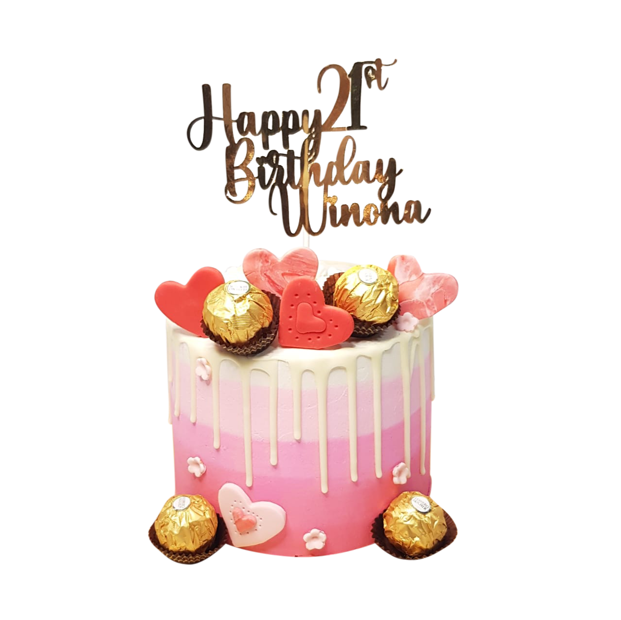 Ombre Pink Hearts Chocolate Drip Money Pulling Cake