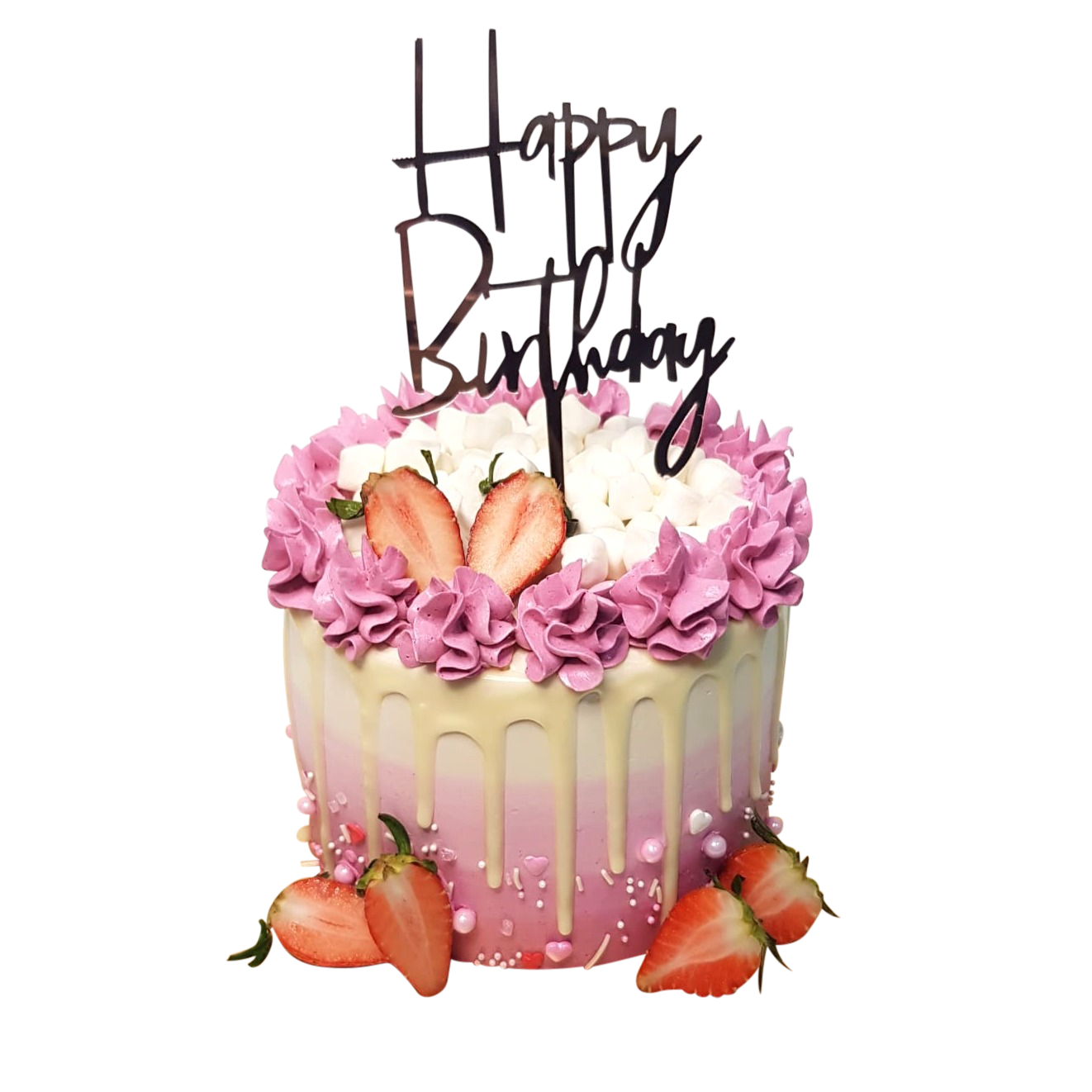 Strawberry Pink And White Drip Money Pulling Cake