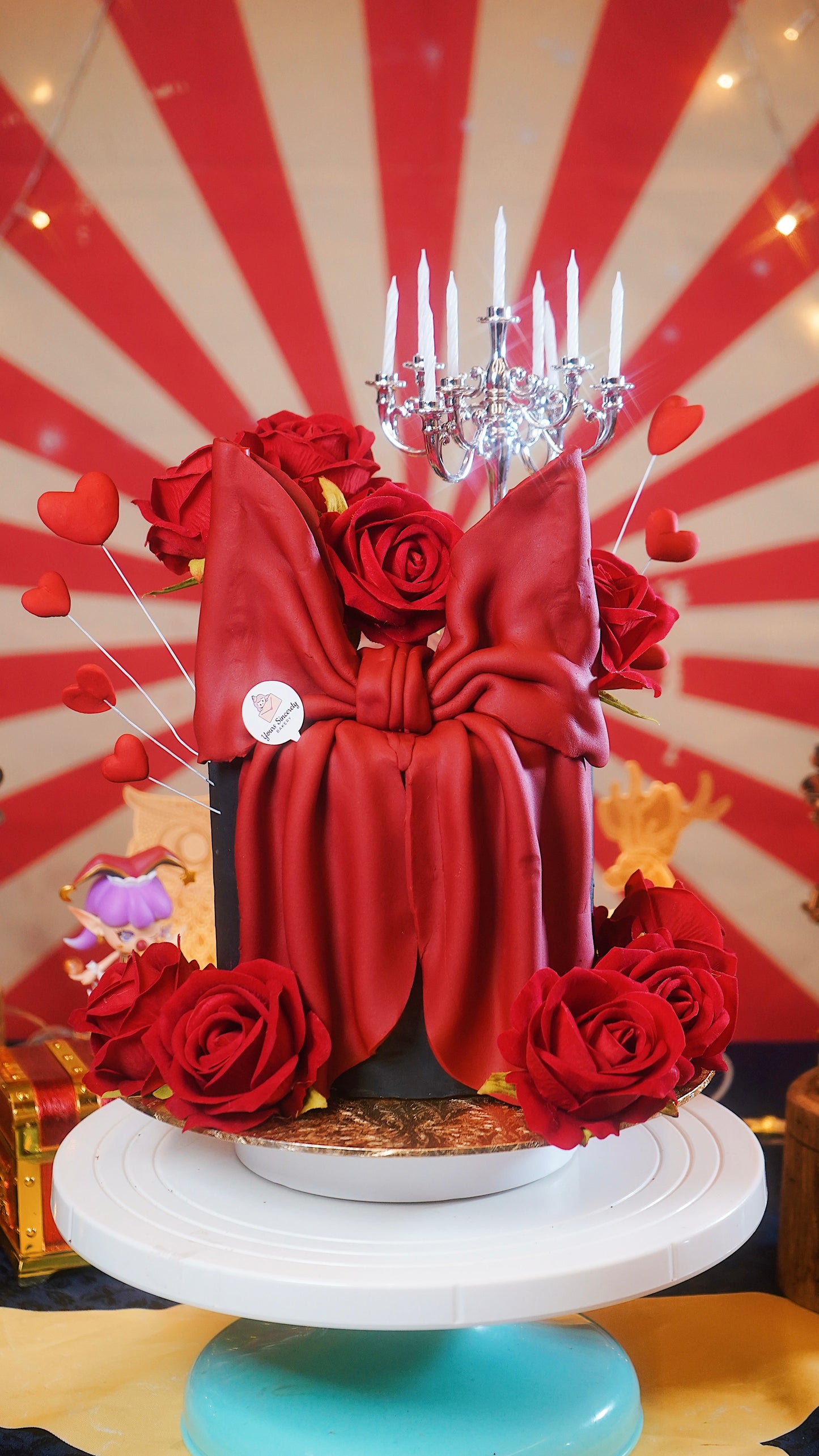 Crimson Velvet Rose Cake