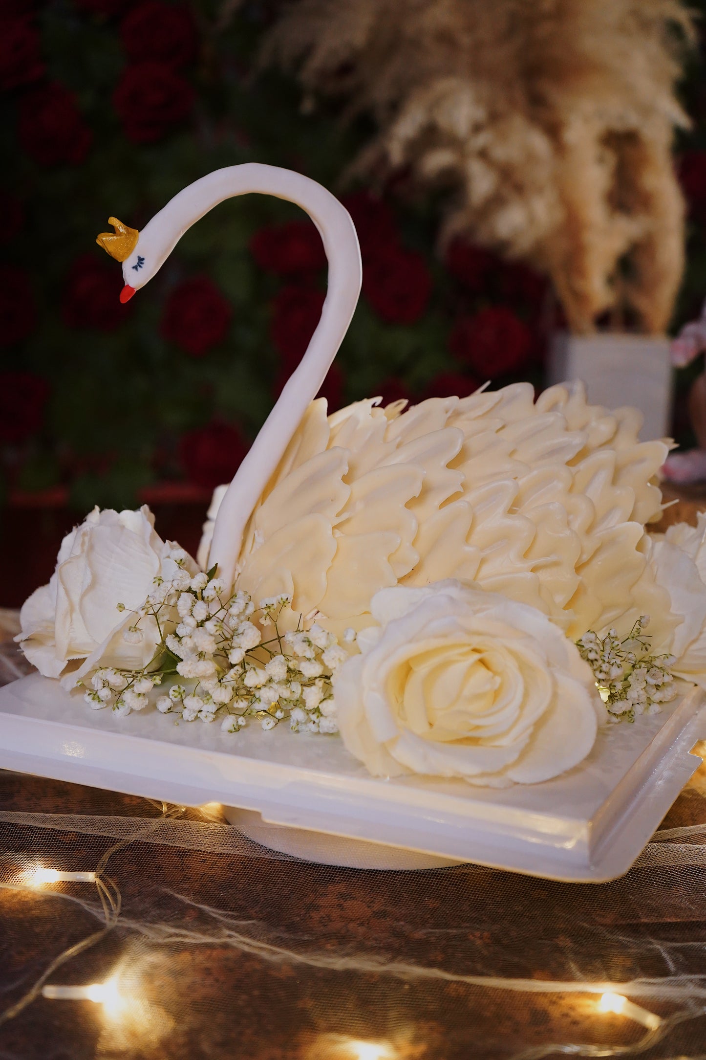 Elegant White Swan Cake
