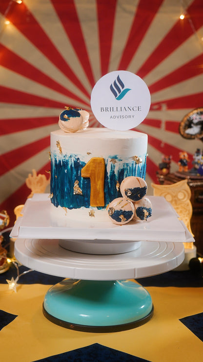 Blue & White Corporate Cake