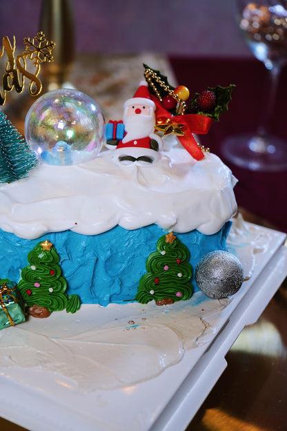 Winter Blue Festive Forest Christmas Logcake