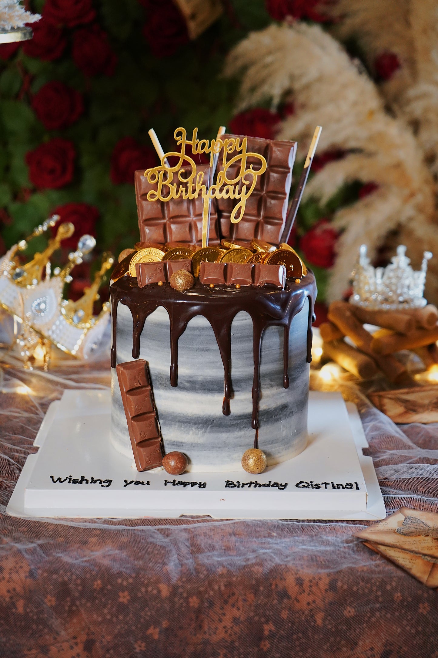 Chocolate Drip Money Pulling Cake