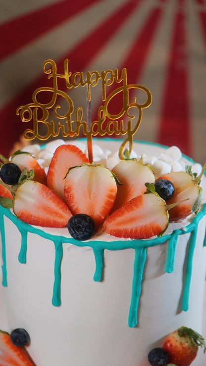 Berries Blue Drip Marble Money Pulling Cake