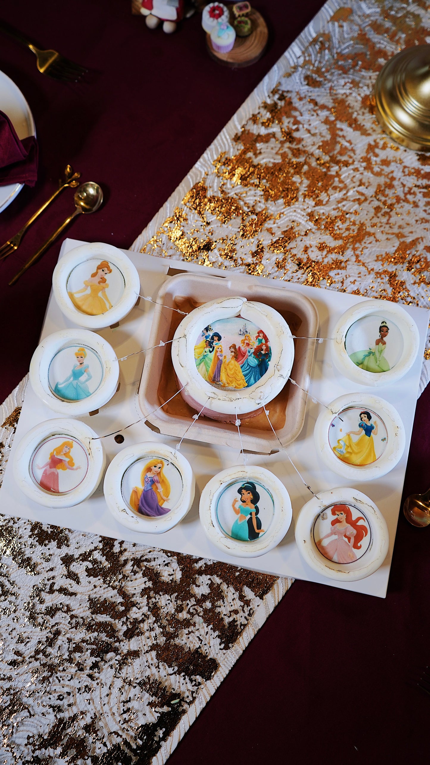Disney Princess Bento Cake & Cupcakes Burn Away Cake