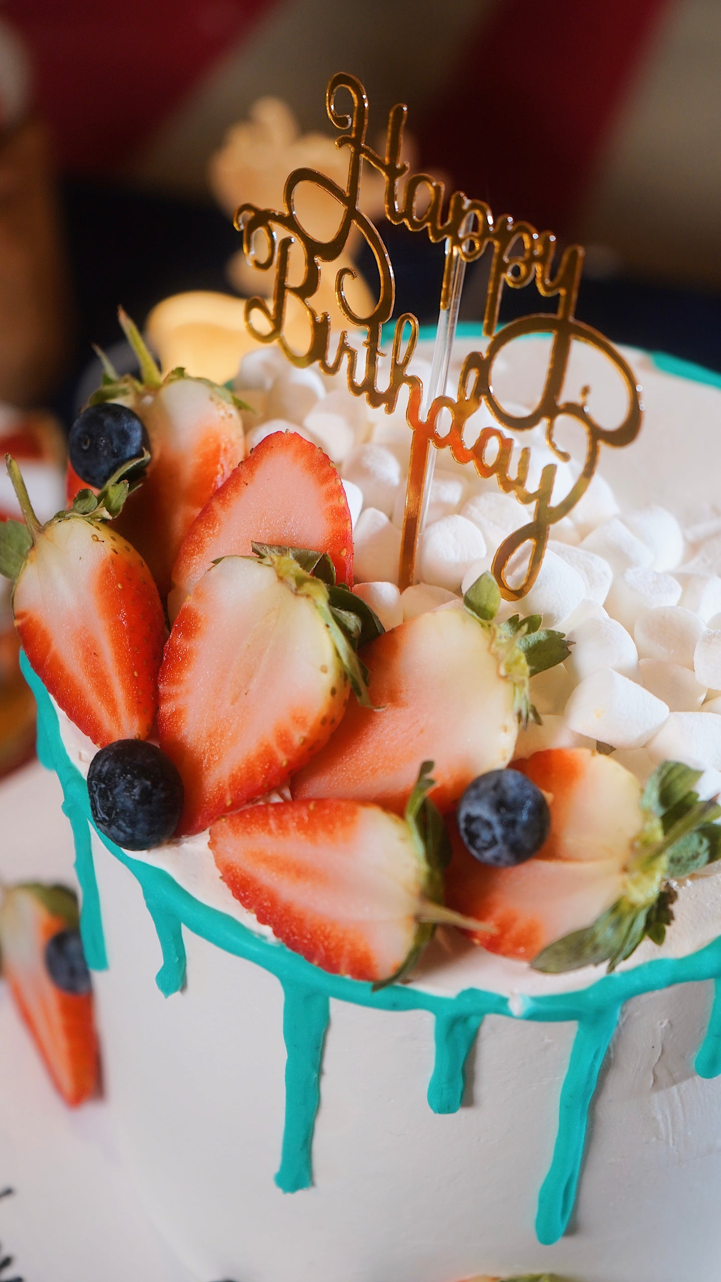 Berries Blue Drip Marble Money Pulling Cake