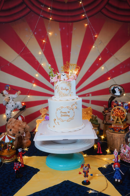 Floral Dog Two Tier Cake