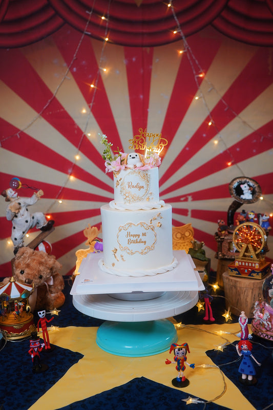 Floral Dog Two Tier Cake