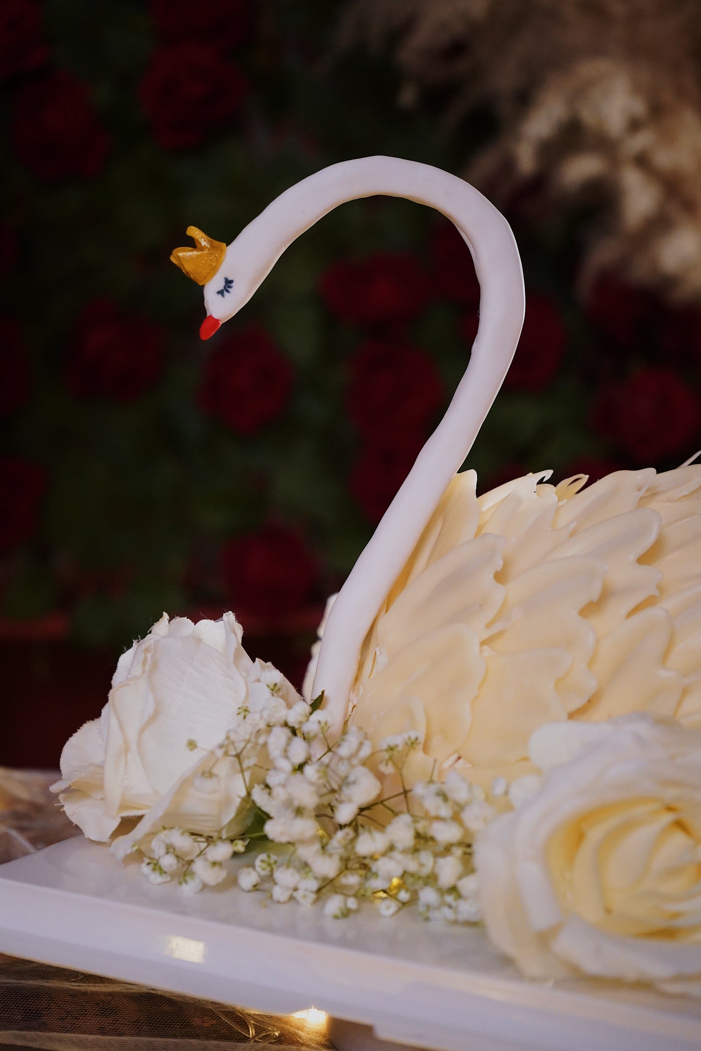 Elegant White Swan Cake
