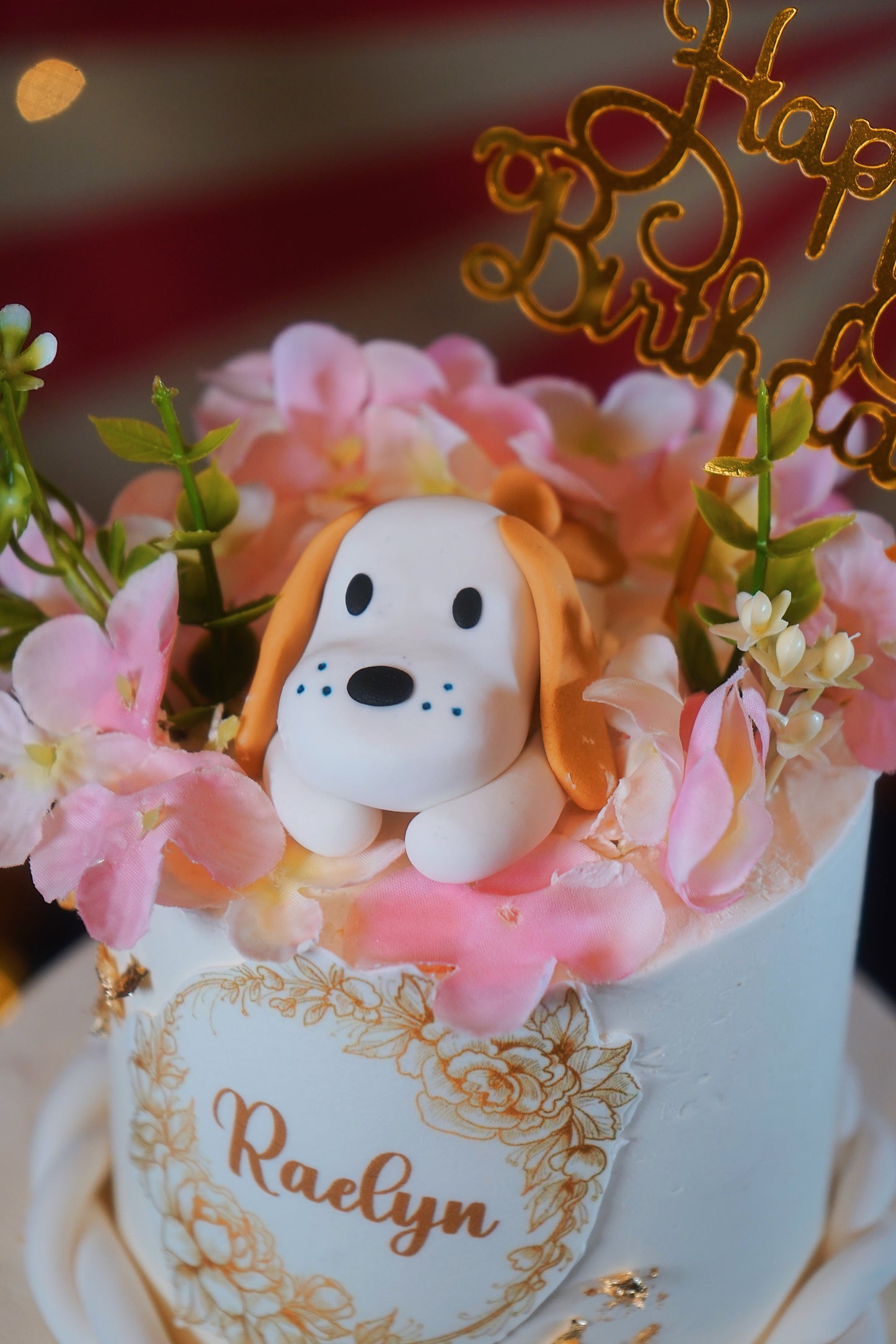 Floral Dog Two Tier Cake