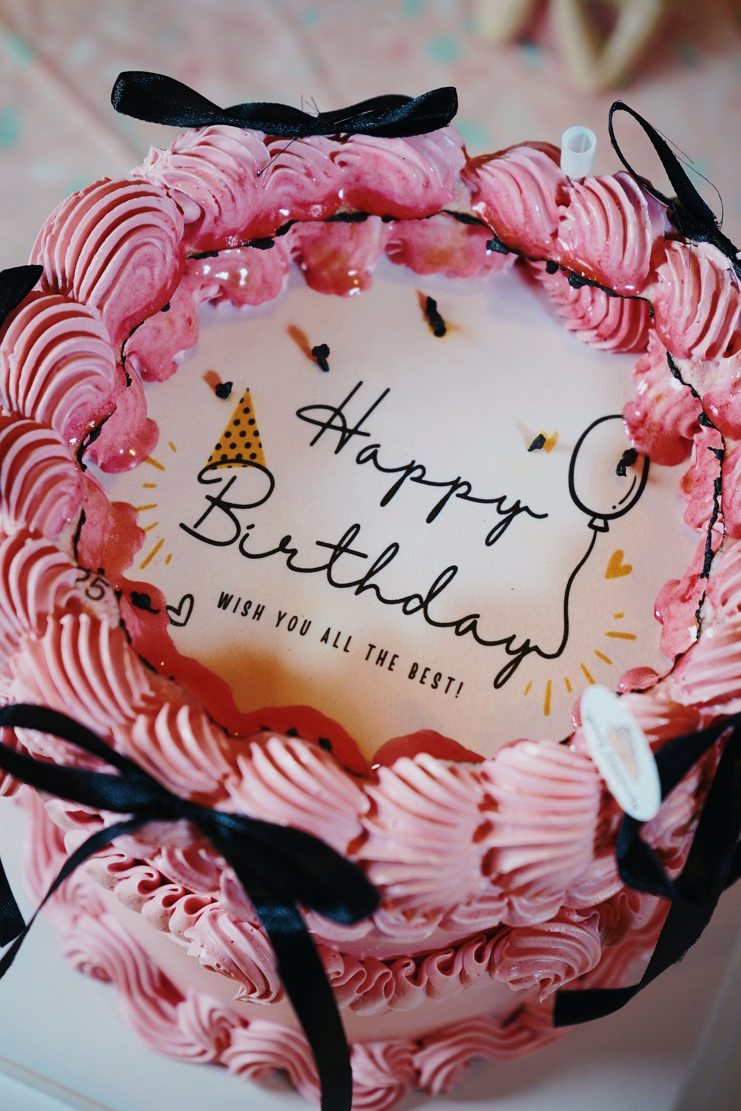 Pink And Black Korean Coquette Burn Away Cake
