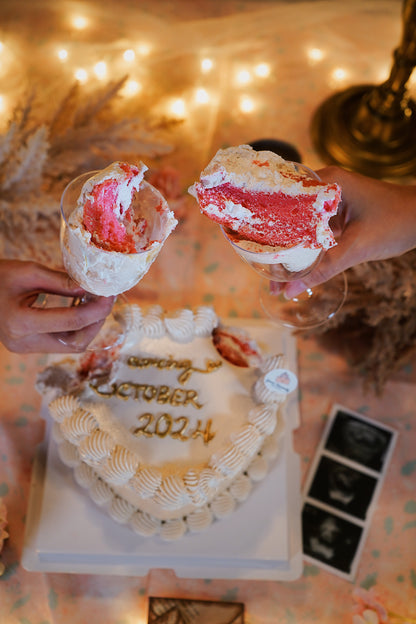 Gender Reveal Heart Scoop Cake