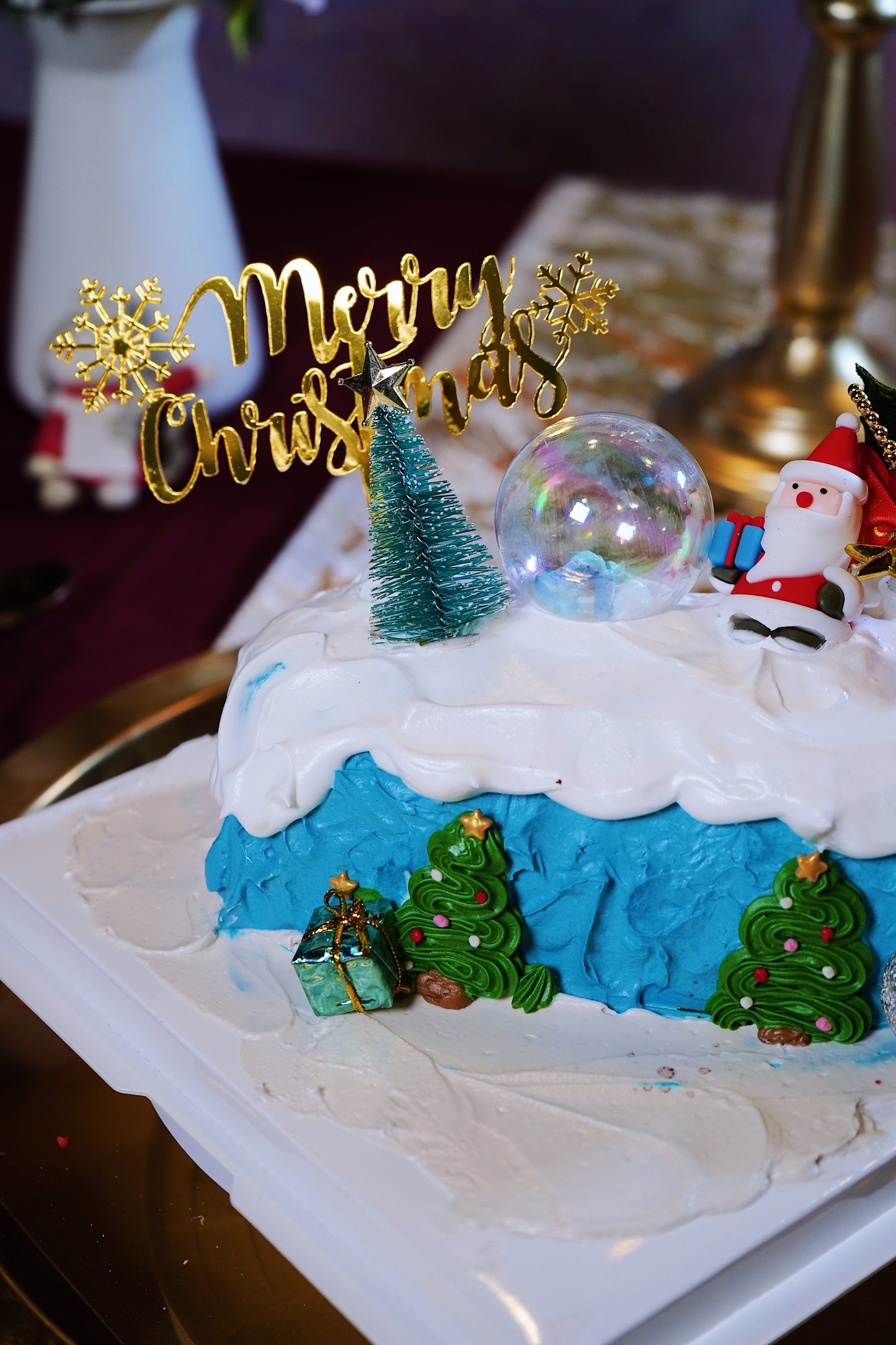 Winter Blue Festive Forest Christmas Logcake