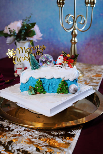 Winter Blue Festive Forest Christmas Logcake