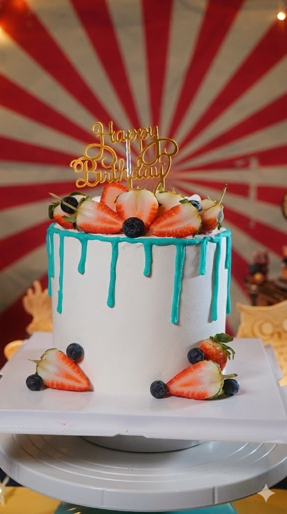 Berries Blue Drip Marble Money Pulling Cake
