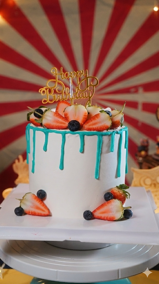 Berries Blue Drip Marble Money Pulling Cake