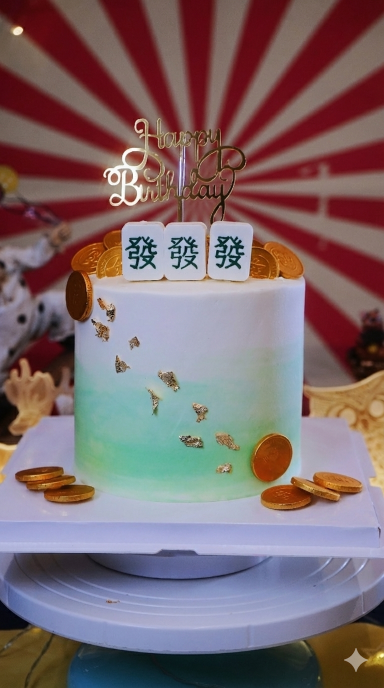 Green Mahjong Money Pulling Cake