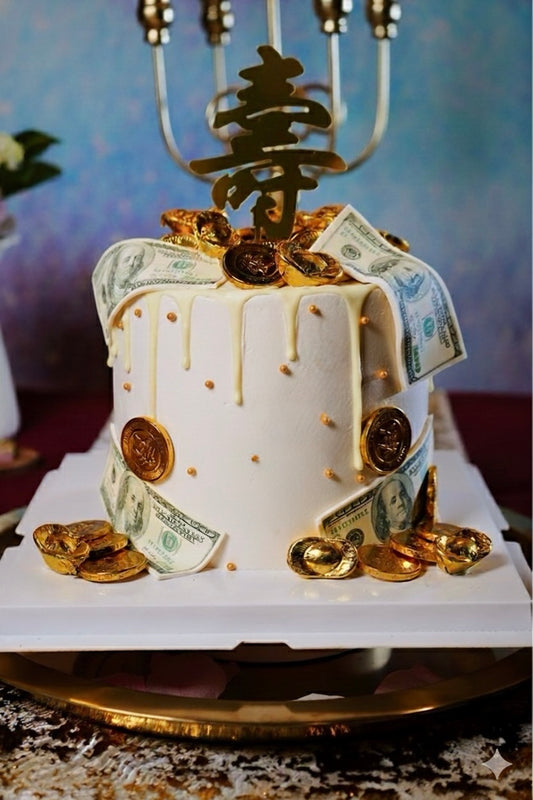 Feeling Rich White Drip Money Pulling Cake