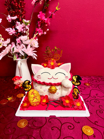 Sincerely Fortune Cat Money Pulling Cake