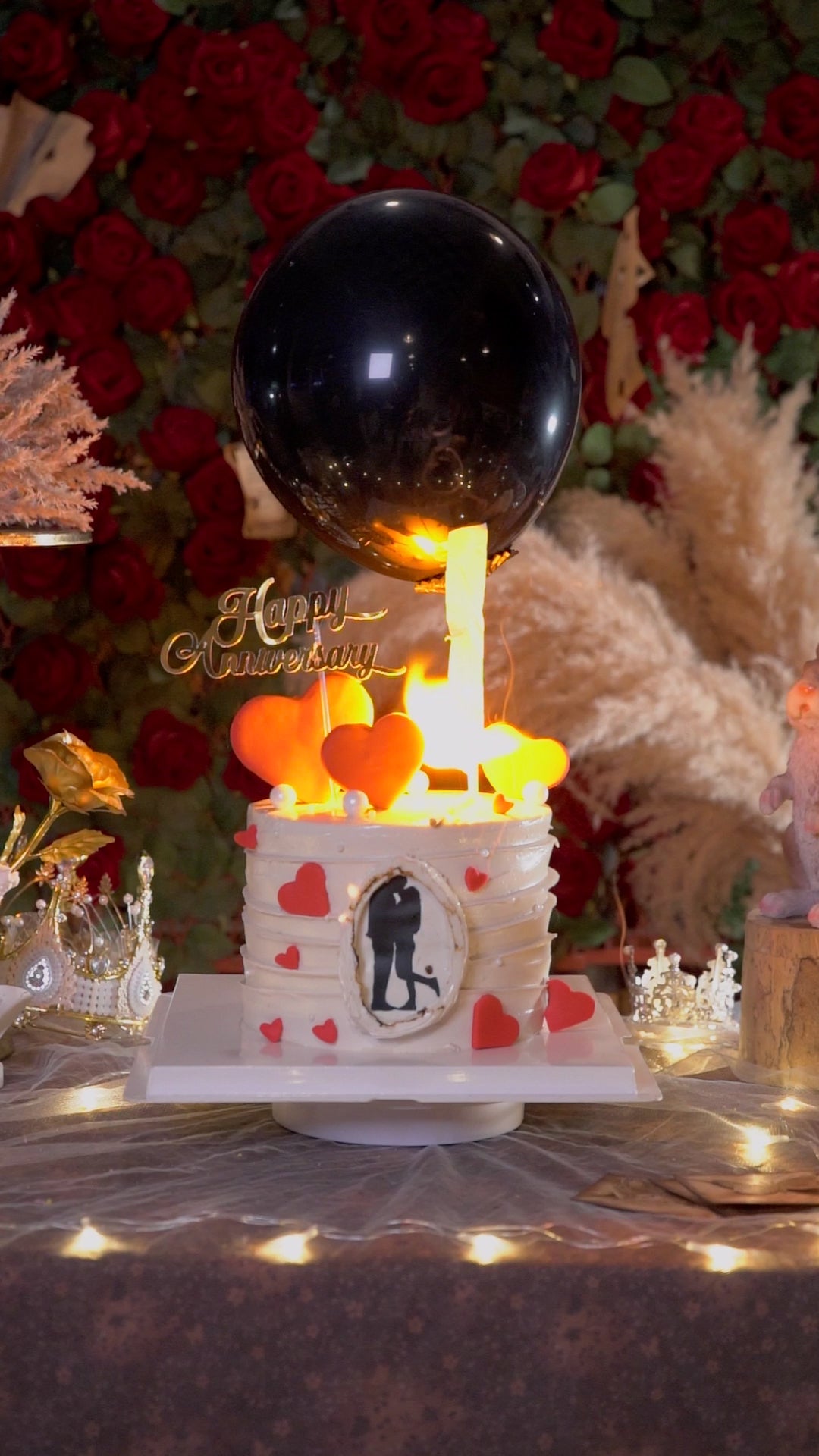 Flame of Love Balloon Burnaway Cake