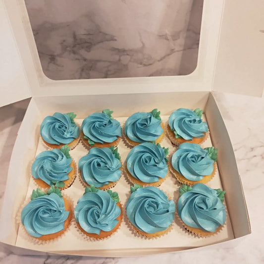 Blue Rosette Cupcakes (12pcs)