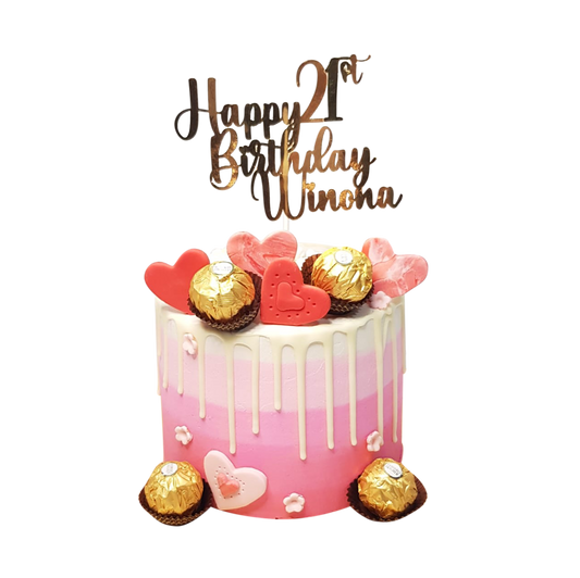 Ombre Pink Hearts Chocolate Drip Money Pulling Cake