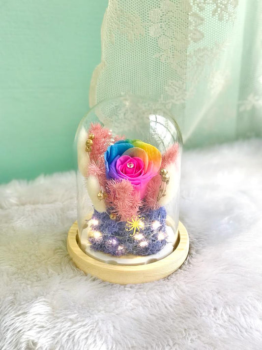 Bright Rainbow Rose Dome - Valentine's Day